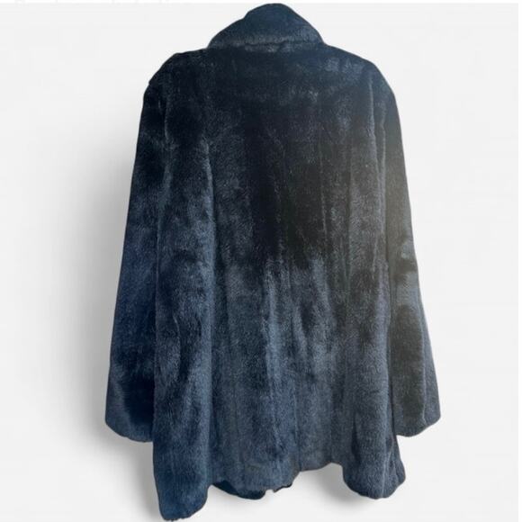 Vintage Black Long Length Oversized French Girl  Boho Chic Faux Fur Mink Coat XL - Picture 4 of 10